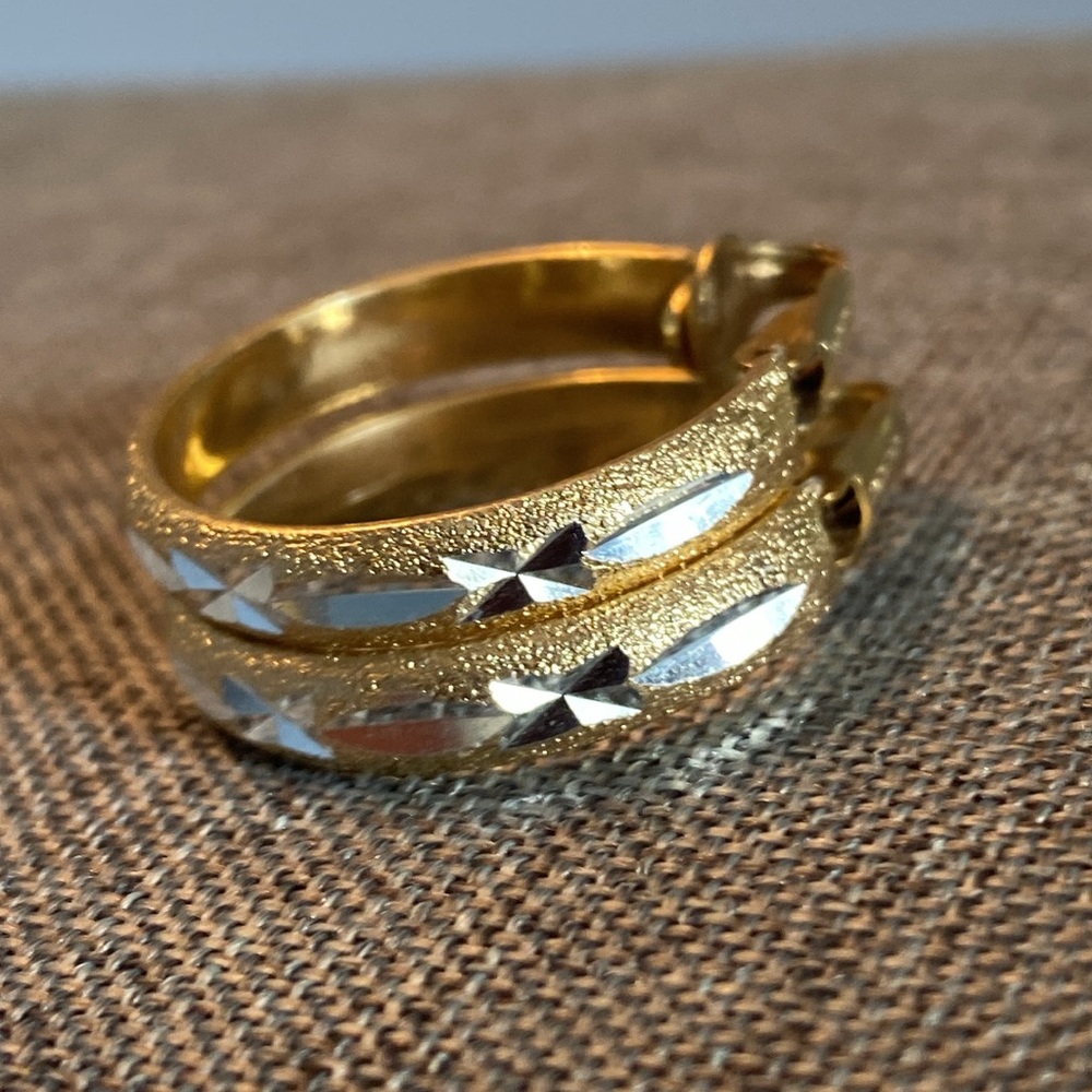 Vtg Two-tone Silver/Gold Hoops